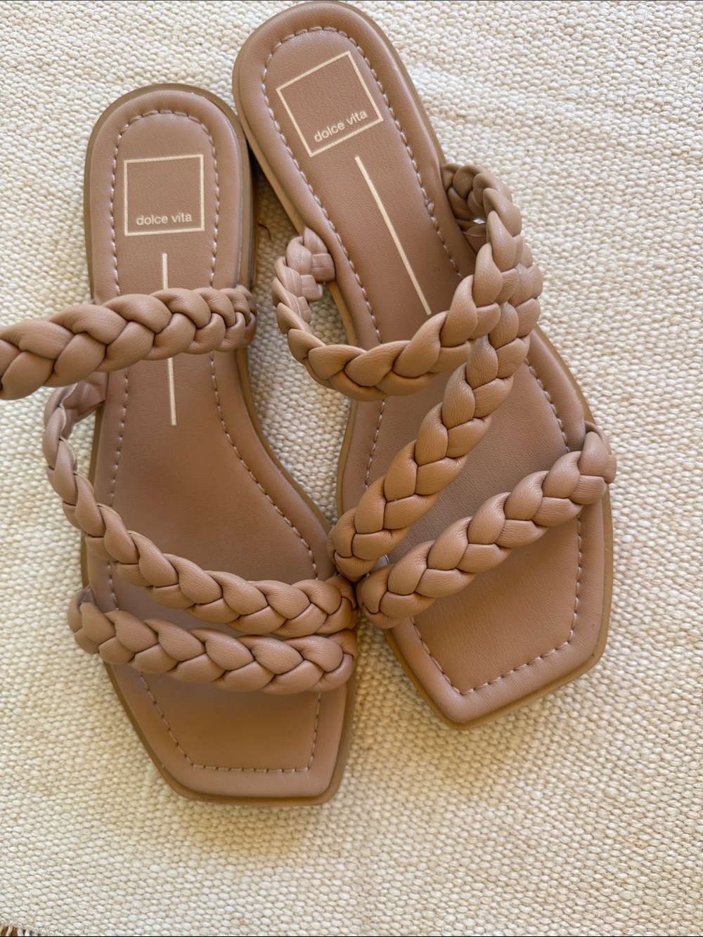 Dolce Vita Braided Triple-Strap Slide Sandals in Tan